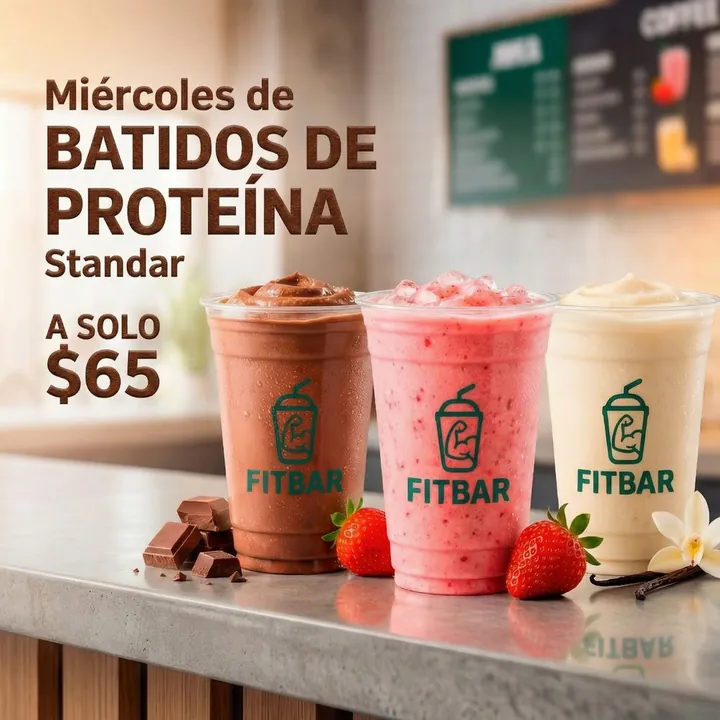 Miércoles de batidos de proteína standard a $65