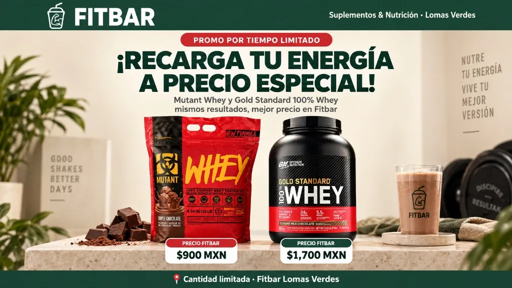 Mutant Whey a $900 y Gold Standard 100% Whey a $1,700 en Fitbar